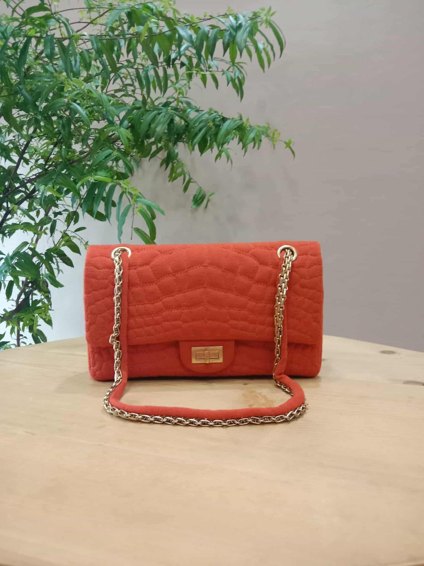 Chanel 2.55 Reissue Double Flap in Coral Jersey Fabric Series 11