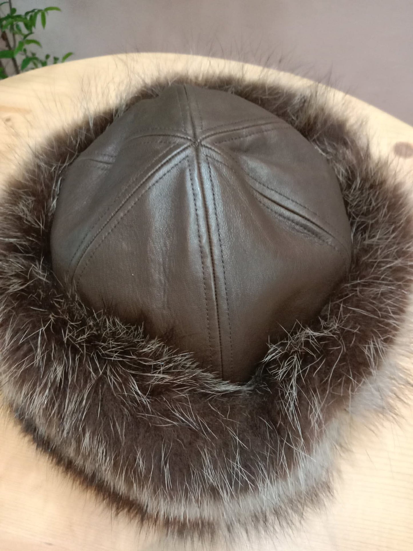 Hermes Black Quilted Leather Raccoon Winter Hat