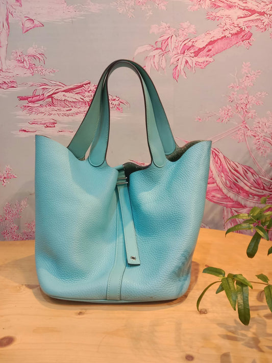 Hermes Picotin 26 Blue Atoll Clemence Stamp T 2015