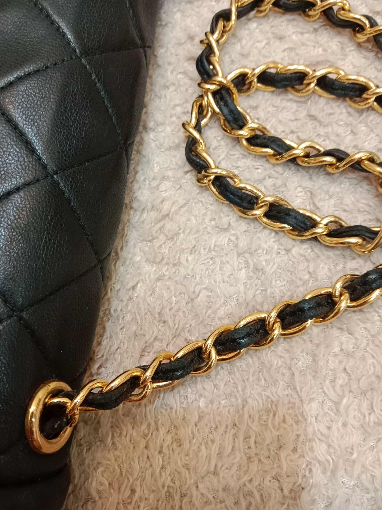 Chanel Vintage Chain Tassel Flap Bag Black Lambskin Series 0