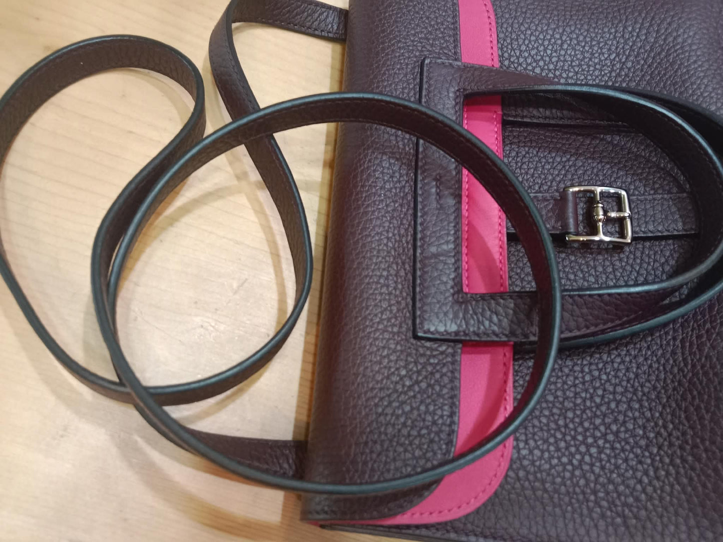 Hermes Halzan 25 Clemence Rouge/Framboise Stamp Z 2021