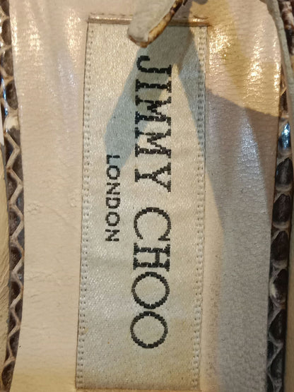 Jimmy Choo Python-Embossed Open-Toe Slingback Pumps Size 35