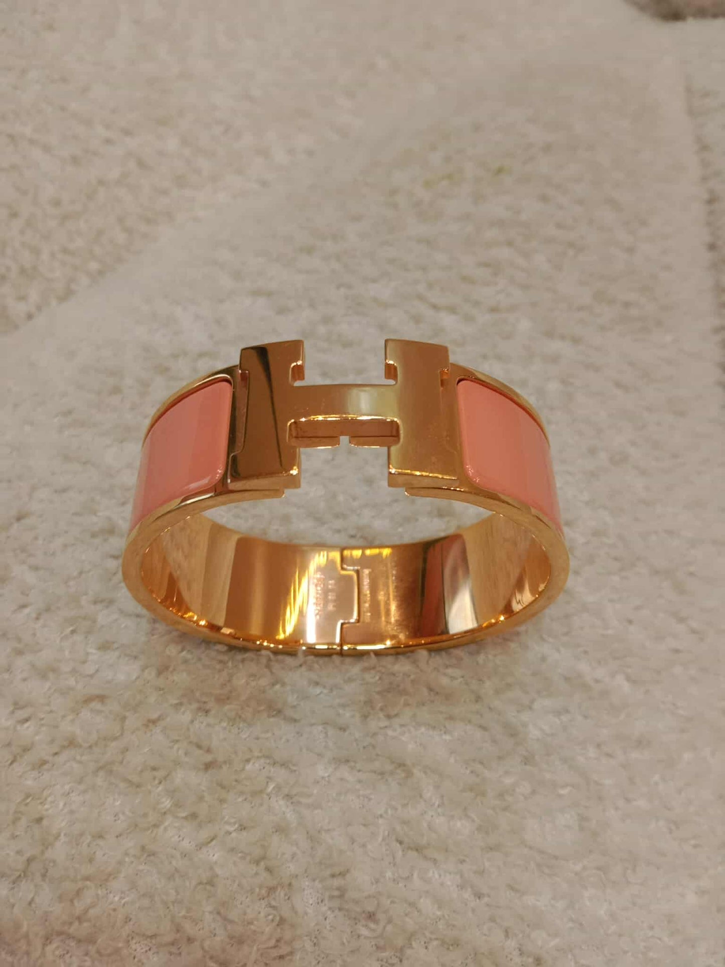 Hermes Clic Clac Bracelet Peach Gold-Plated Hardware