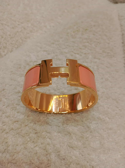 Hermes Clic Clac Bracelet Peach Gold-Plated Hardware