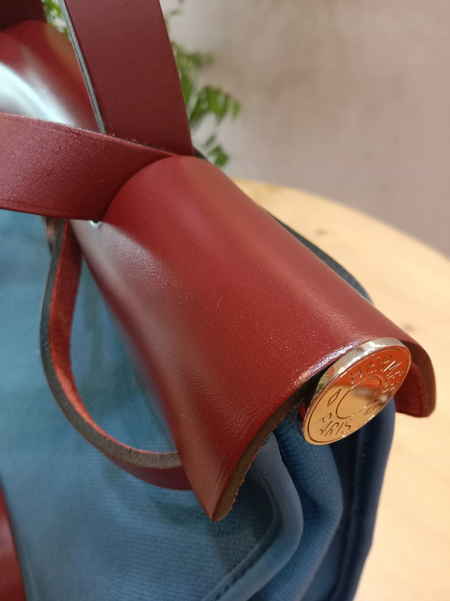 Hermes Herbag Zip 31 Bicolor Blue/Red Canvas & Leather Stamp X 2016