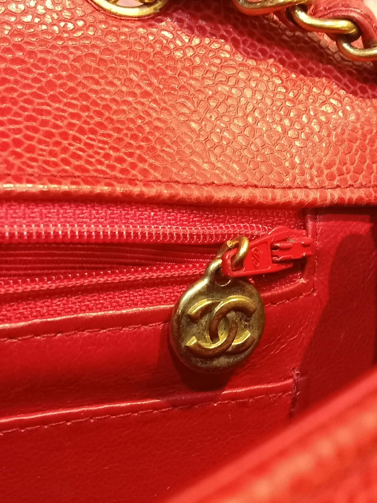 Chanel Diana Quilted Caviar Leather Red Series 2
