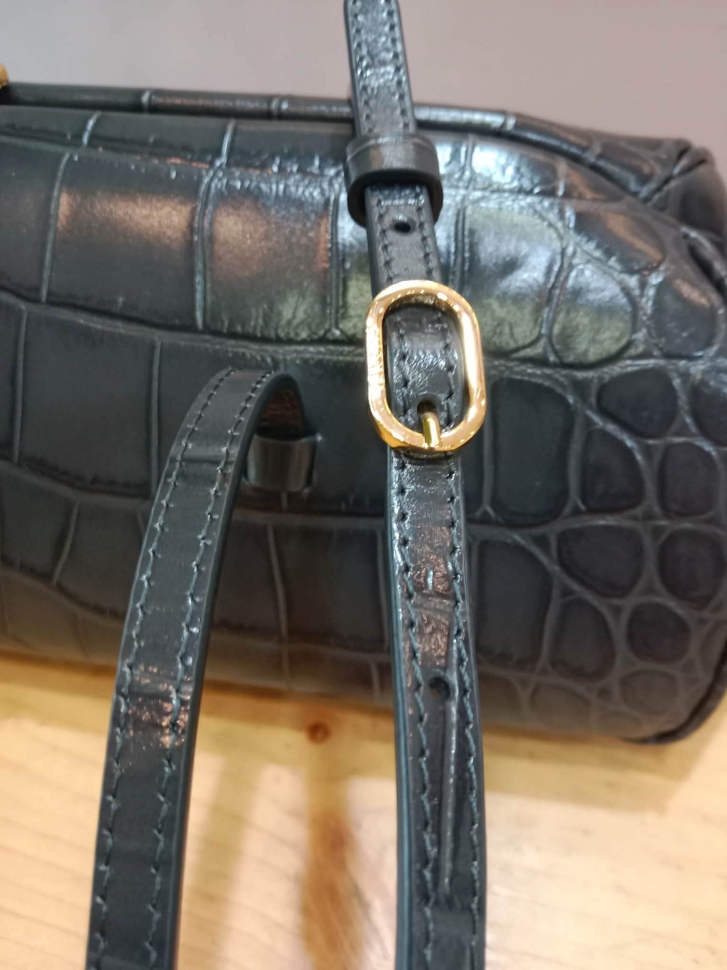 Chanel Crocodile Embossed Calfskin Clutch with Leather Strap Microchipped