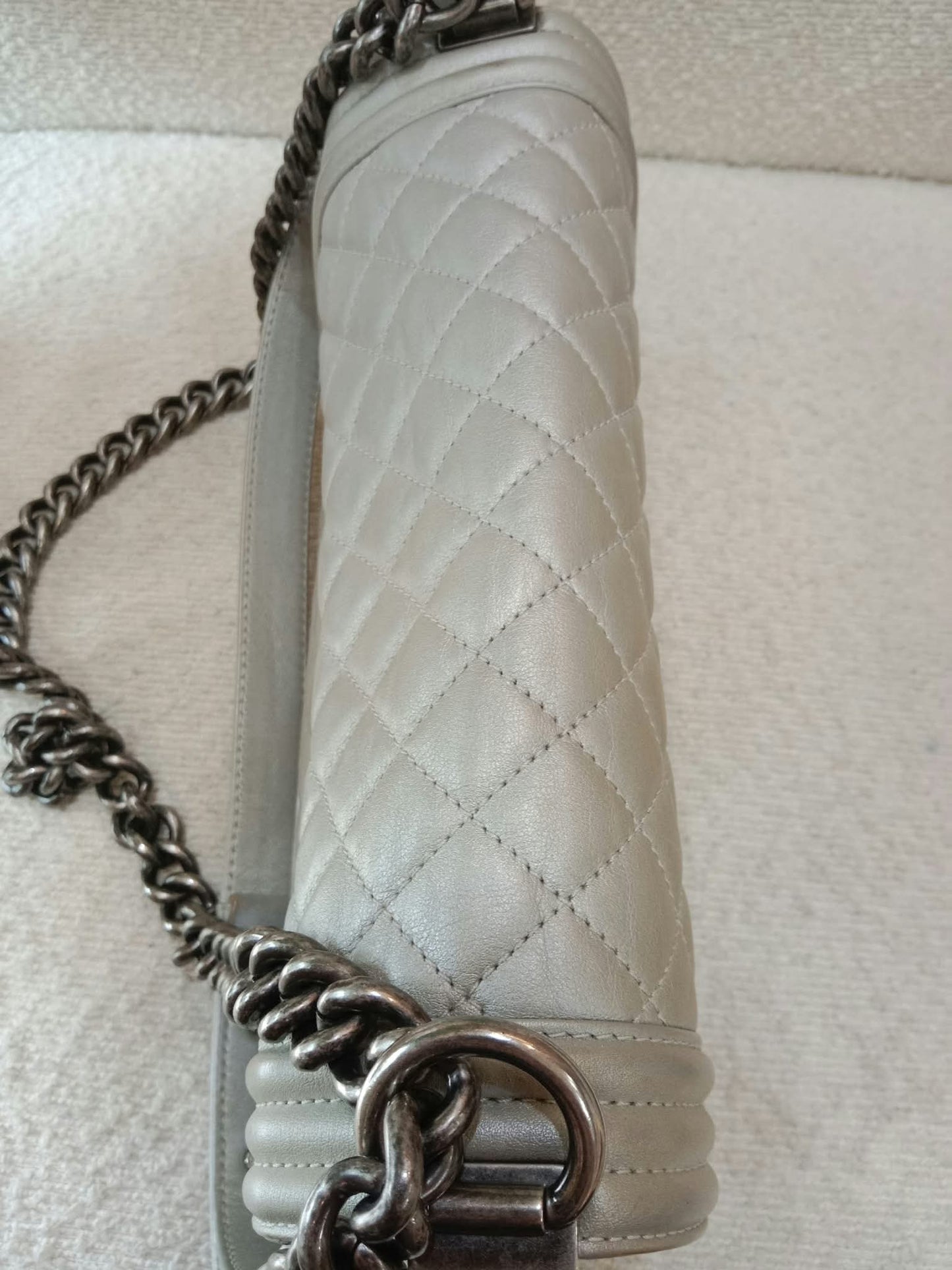 Chanel Le Boy Lambskin Old Medium Gray Series 20