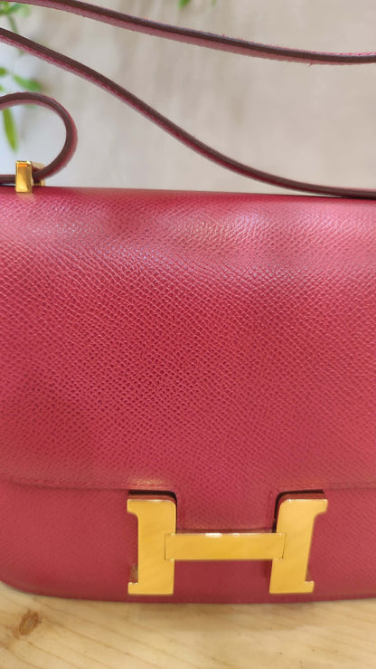 Hermes Constance 18 Red Courchevel Stamp Y Circle 1995