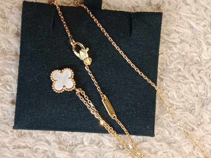 Van Cleef & Arpels Sweet Alhambra White Mother of Pearl 18K Gold Necklace