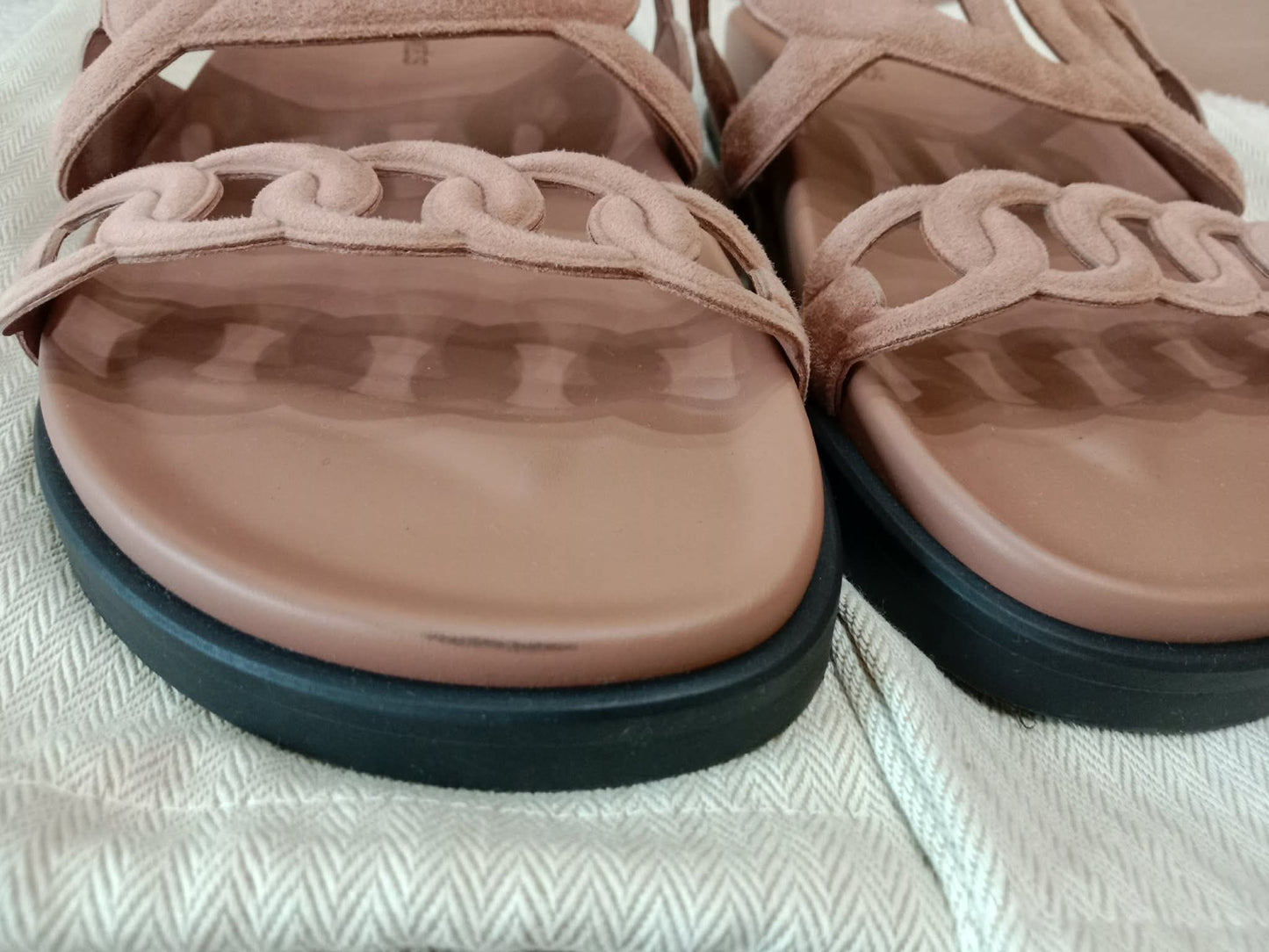 Hermes Extra Sandals Suede PInk Size 36.5