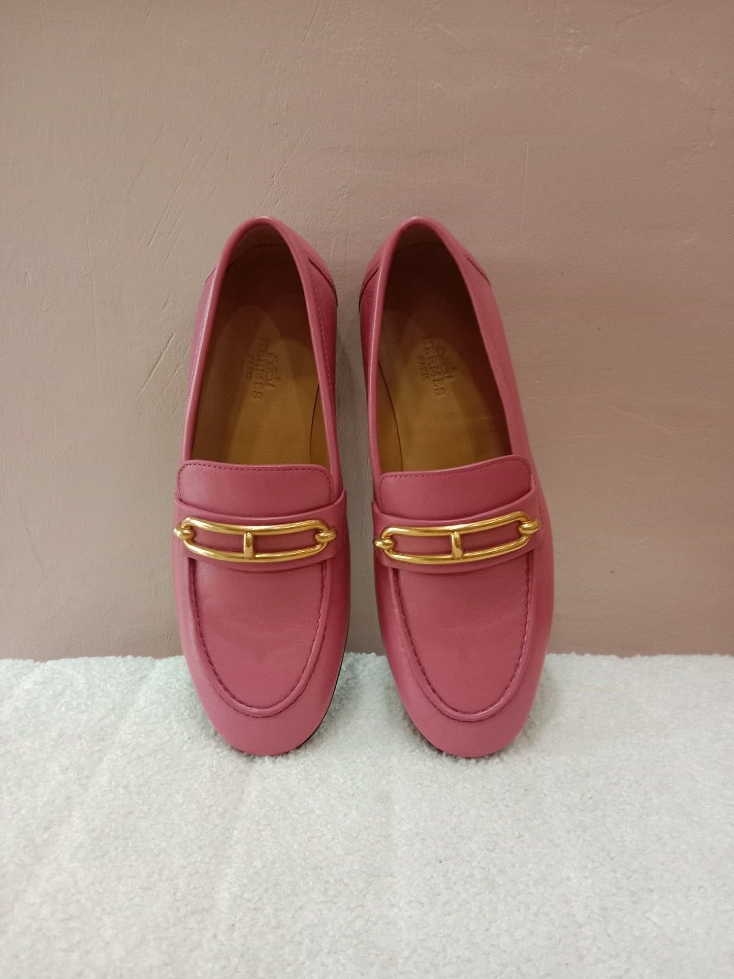 Hermes Colette Loafers Gold-Plated Roulis Size 35 Pink