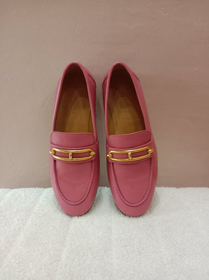 Hermes Colette Loafers Gold-Plated Roulis Size 35 Pink