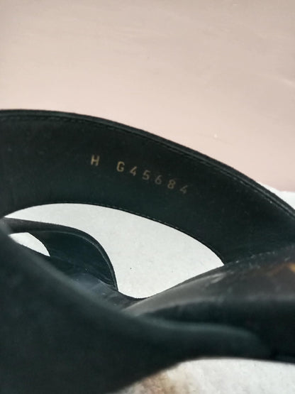 Chanel Pearl Heel Mules Black Suede with Pearl Embedded Heels Size 36