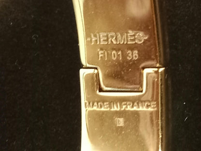 Hermes Clic H Bangle Bracelet Enamel Etoupe PM