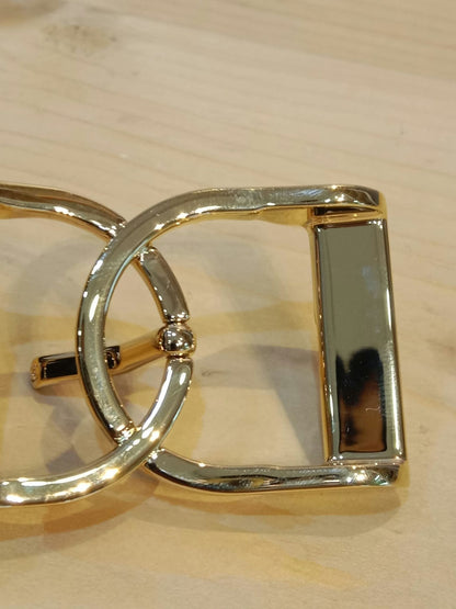 Chanel Crocodile Embossed Calfskin & Metal Belt Black Brandnew