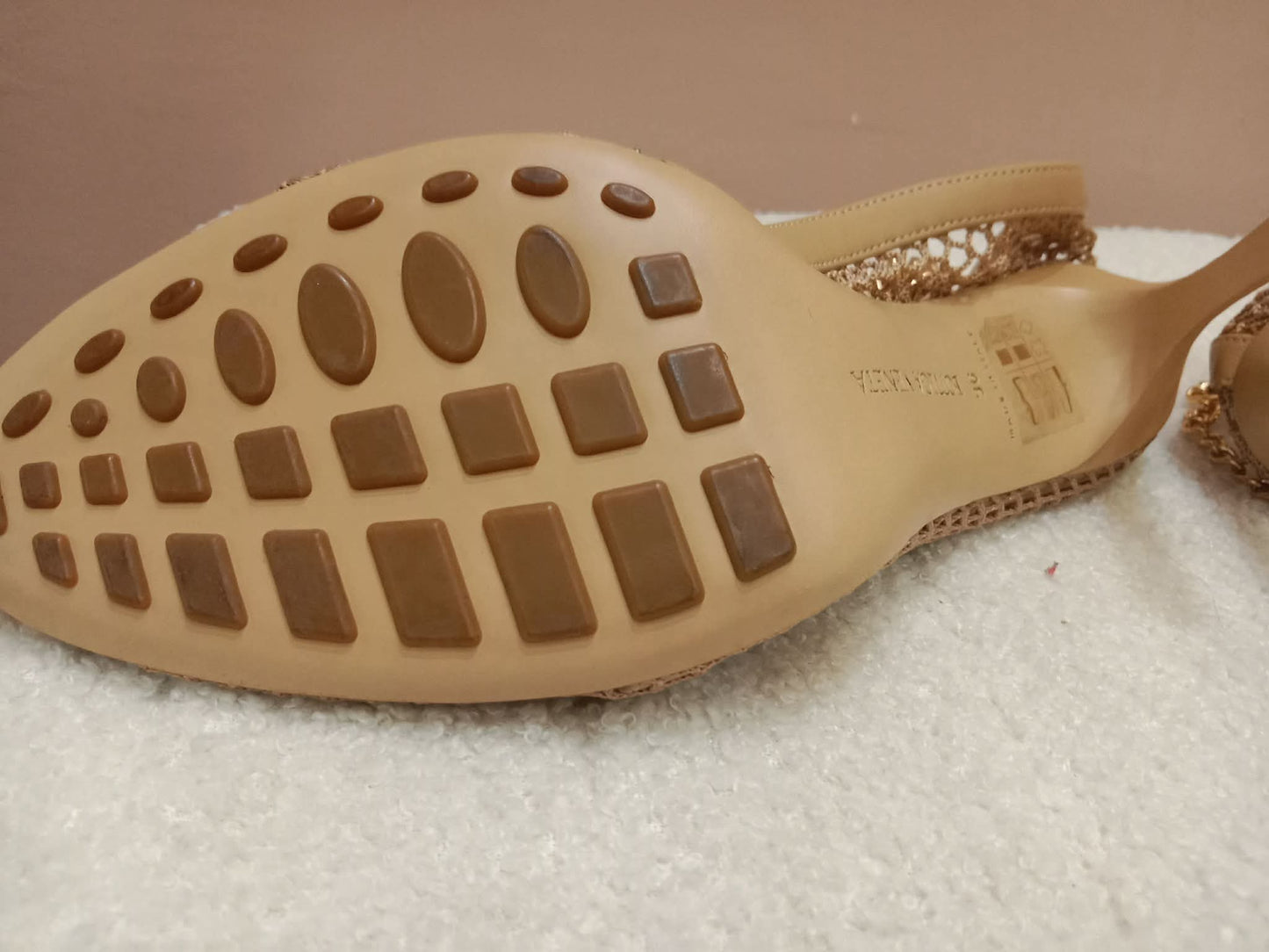 Bottega Veneta Mesh Nappa Chunky Chain Sandals Beige Size 36