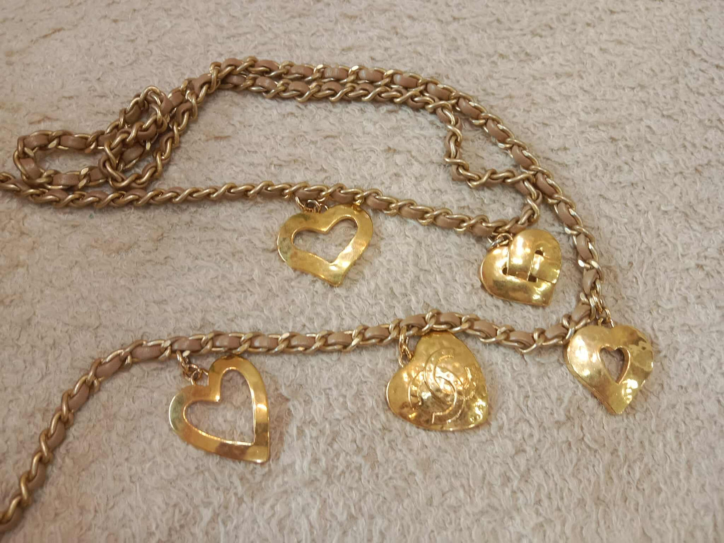 Chanel Seasonal Flap Heart Charms Beige Microchipped