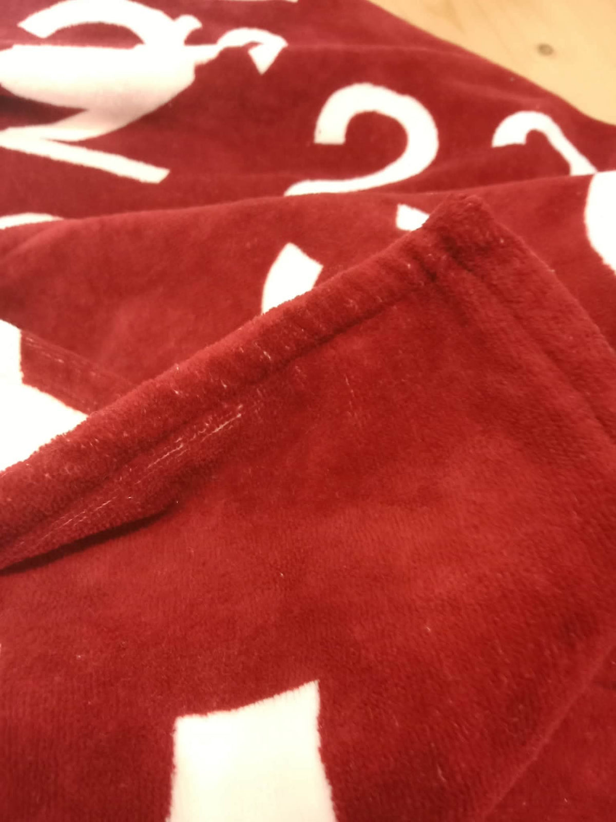 Chanel By Sea Line Cotton Blanket featuring Large printed Leather