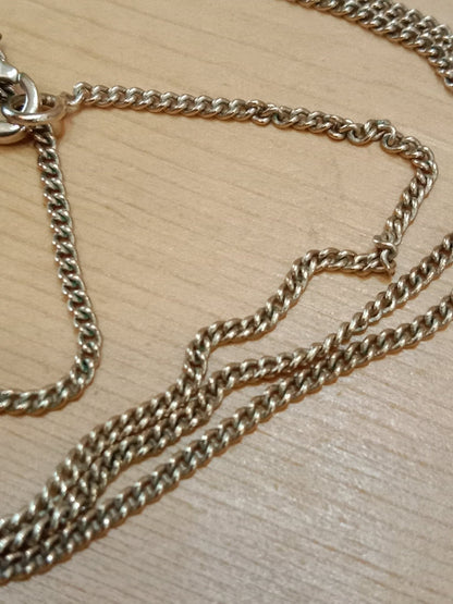 Chanel Crystal CC Pendant Crystal Necklace Silver