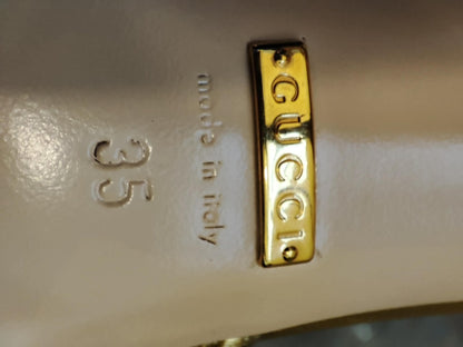 Gucci Allie Knotted Metallic Gold Heels Size 35