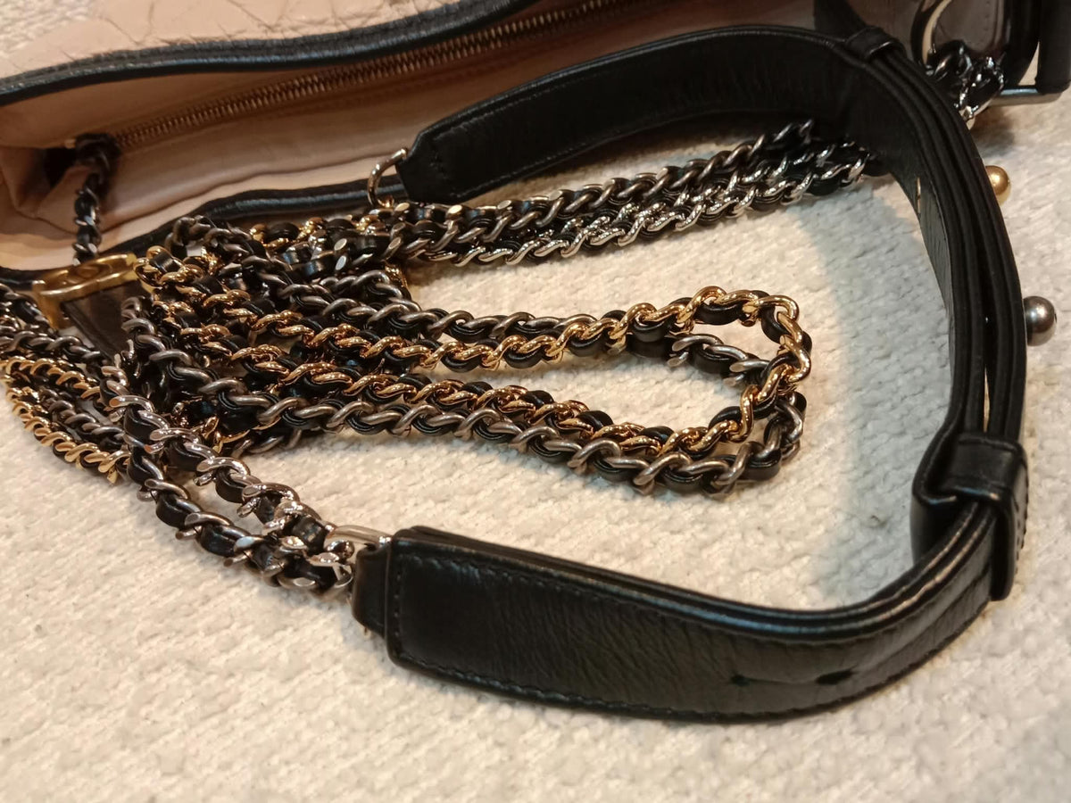 Chanel Gabrielle Hobo Bag Beige/Black Medium Series 27