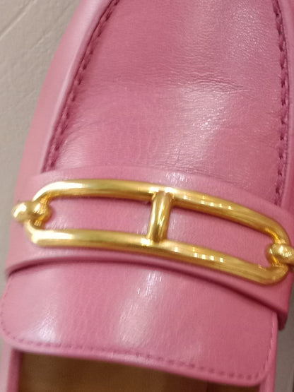 Hermes Colette Loafers Gold-Plated Roulis Size 35 Pink
