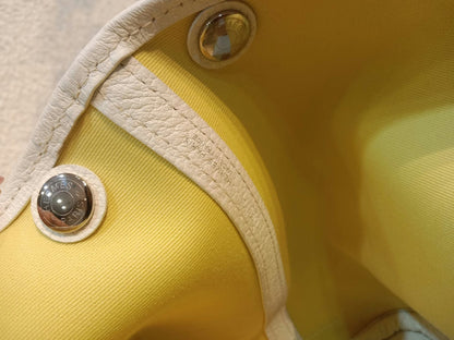 Hermes Garden Party 30 Yellow/White Canvas/Leather Stamp R Square 2014
