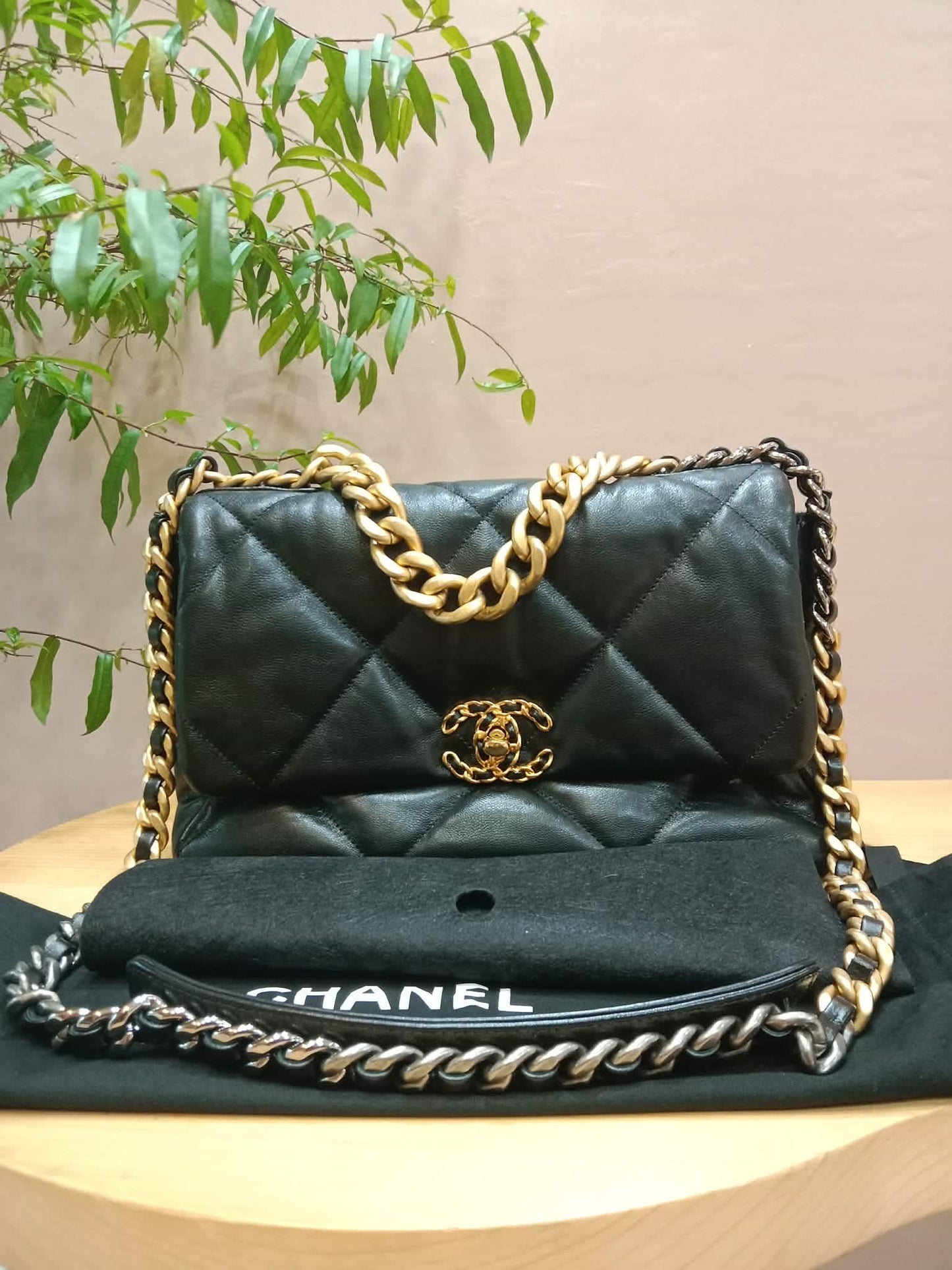 Chanel 19 Lambskin Large Black Series30