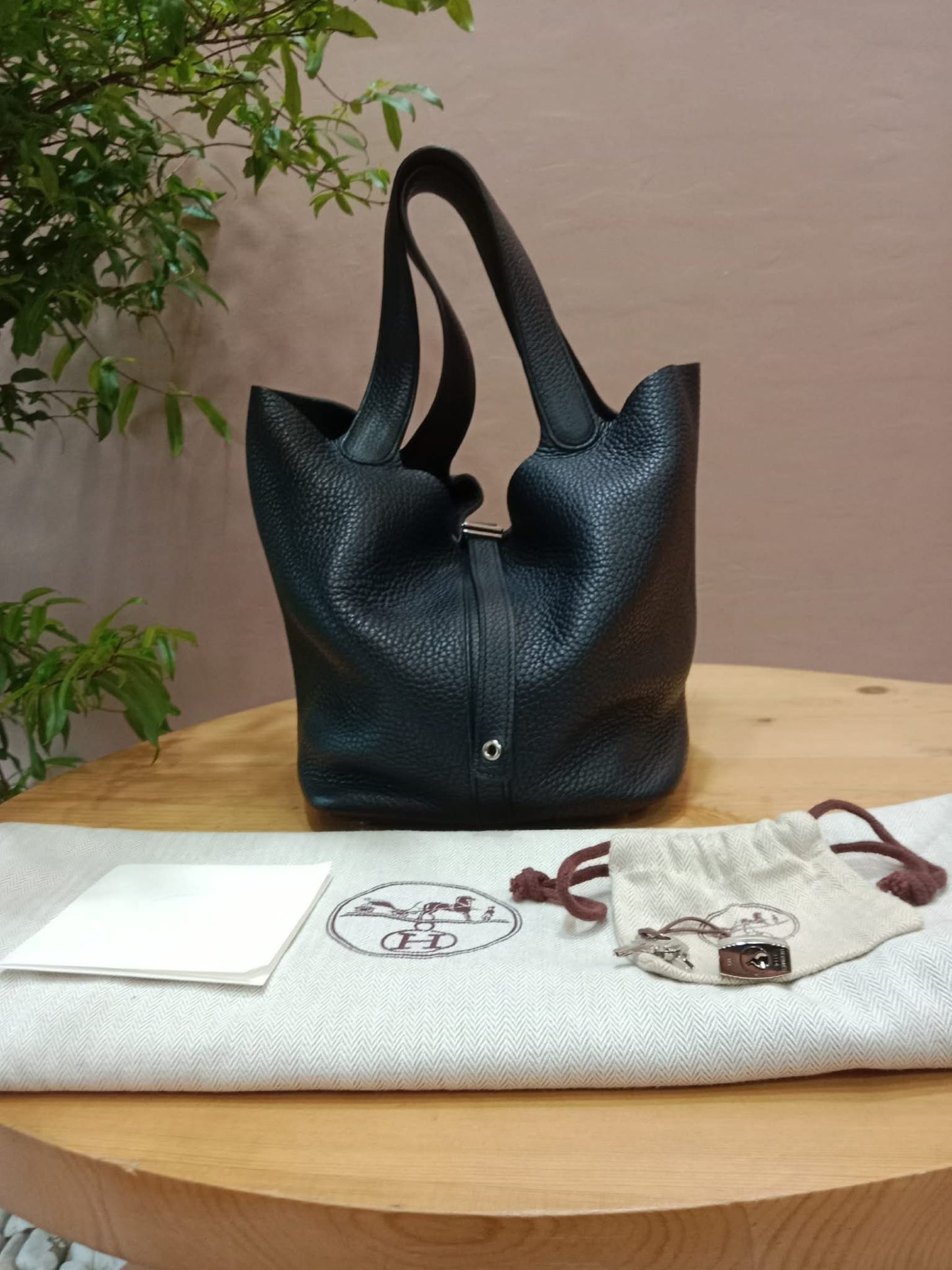 Hermes Picotin 22 Noir Clemence Stamp T 2015