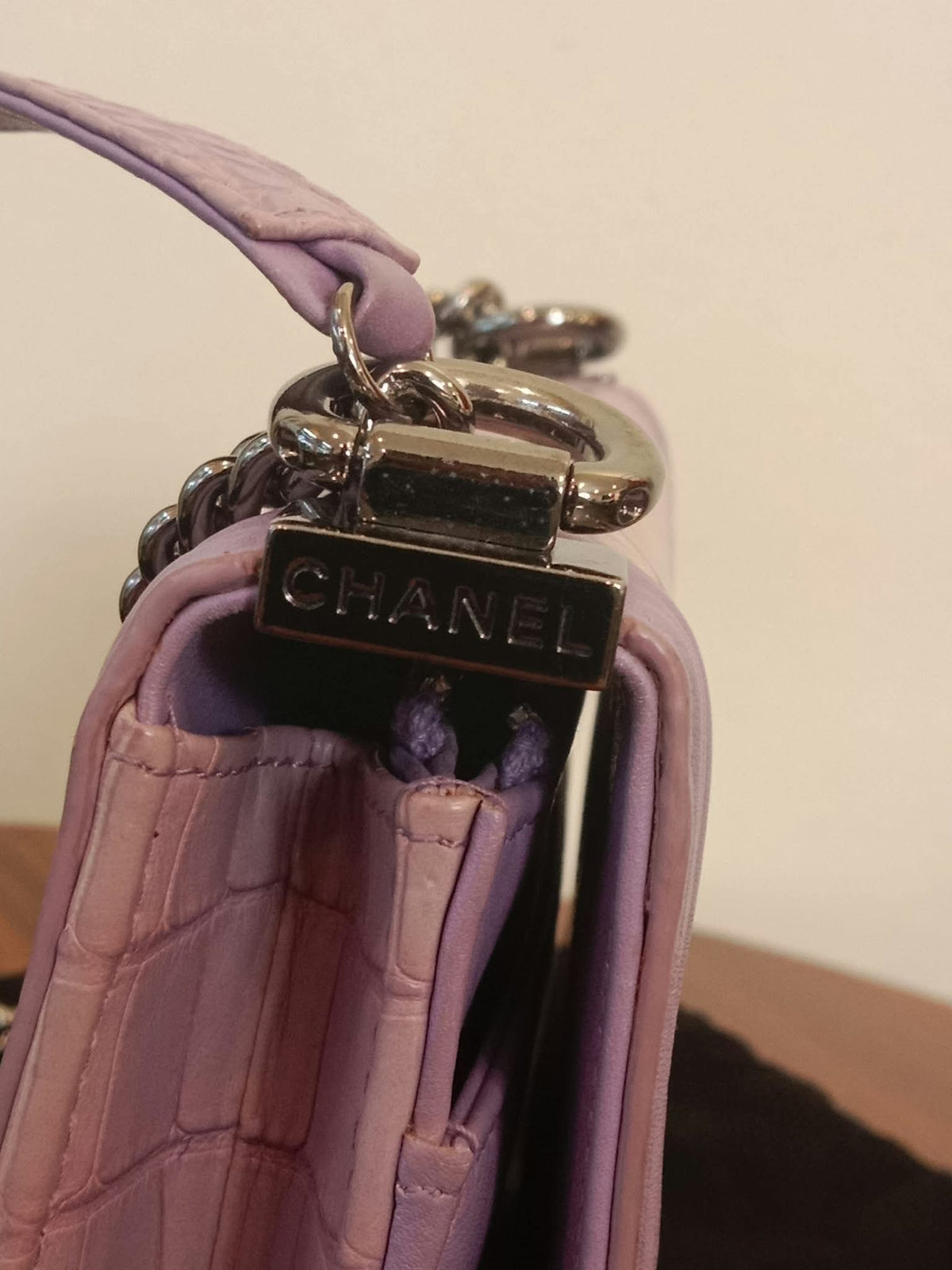 Chanel Boy Flap Wallet on Chain Crocodile Lavender Series 20