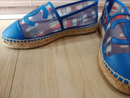 Chanel CC Espadrille Flats Blue Size 37