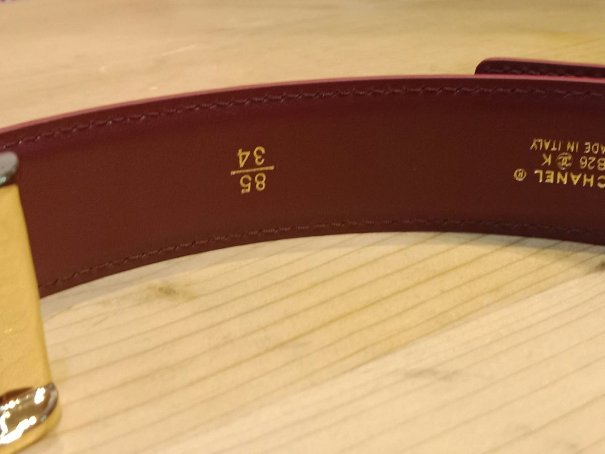 Chanel Crocodile Embossed Calfskin & Metal Belt Dark Red Brandnew
