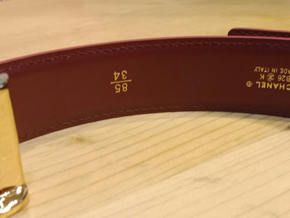 Chanel Crocodile Embossed Calfskin & Metal Belt Dark Red Brandnew