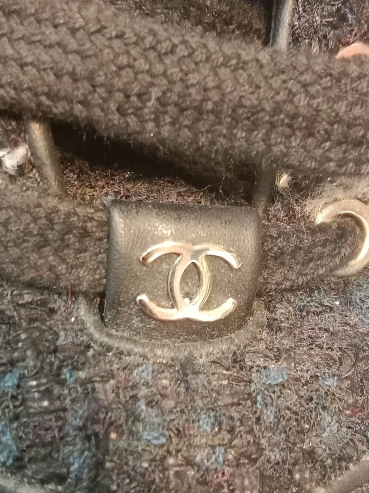Chanel Tweed Sneakers Silver CC Logo 39 1/2