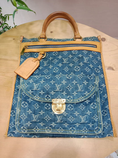 Louis Vuitton Monogram Denim Sac Plat Blue