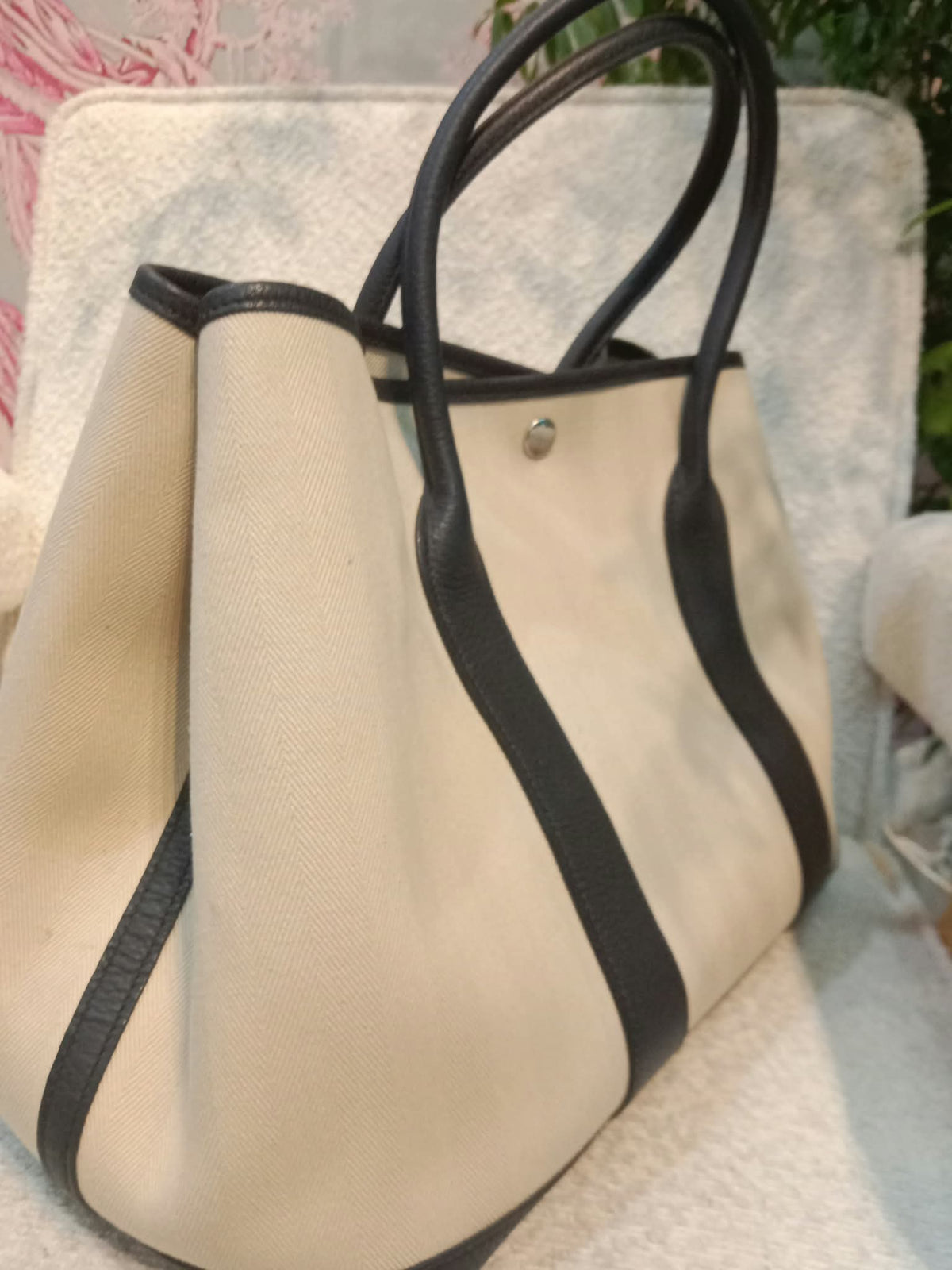 Hermes Garden Party 36 Beige/Noir Stamp D 2019