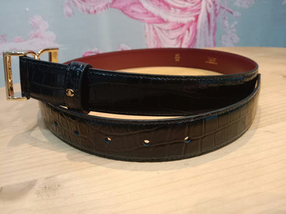 Chanel Crocodile Embossed Calfskin & Metal Belt Black Brandnew