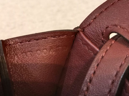 Hermes Halzan 22 Burgundy Clemence Stamp A 2017