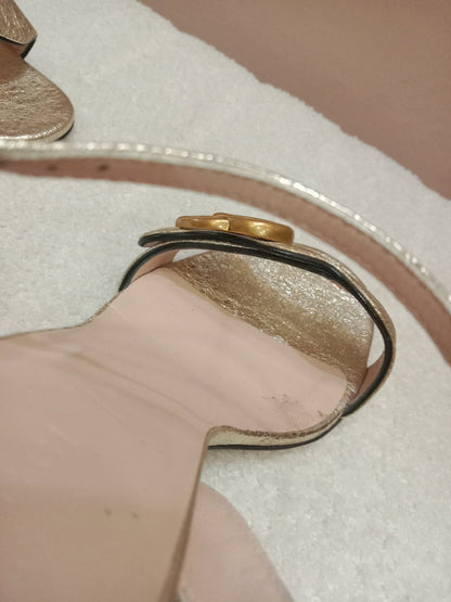 Gucci GG Marmont Sandals Metallic Gold Size 36