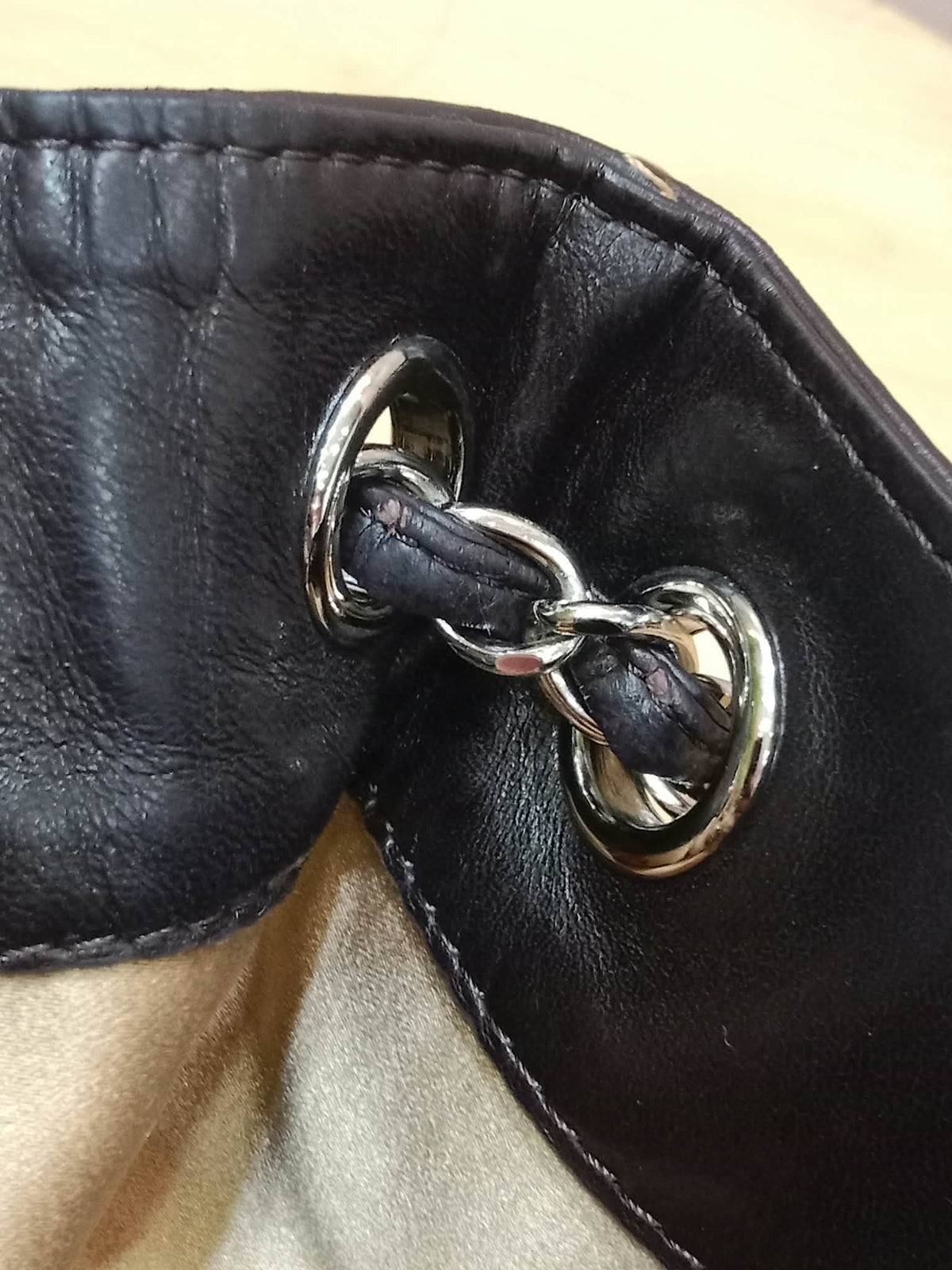 Chanel Drawstring Lambskin Black Tote Bag Series 8