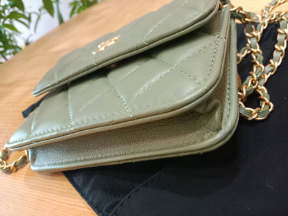 Chanel Pearl Crush Mini Quilted Lambskin Flap Bag Matcha Series 31