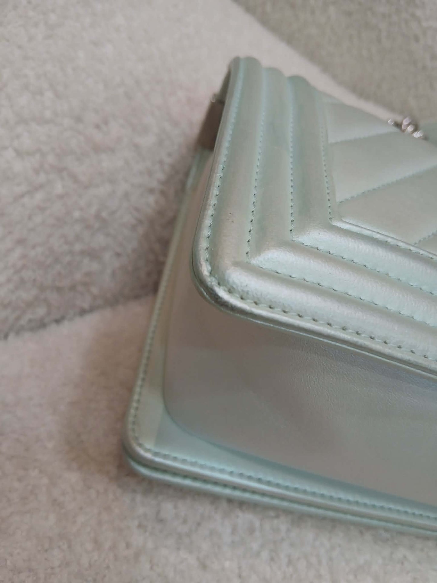 Chanel Leboy Chevron Iridescent Green Old Medium Series 25