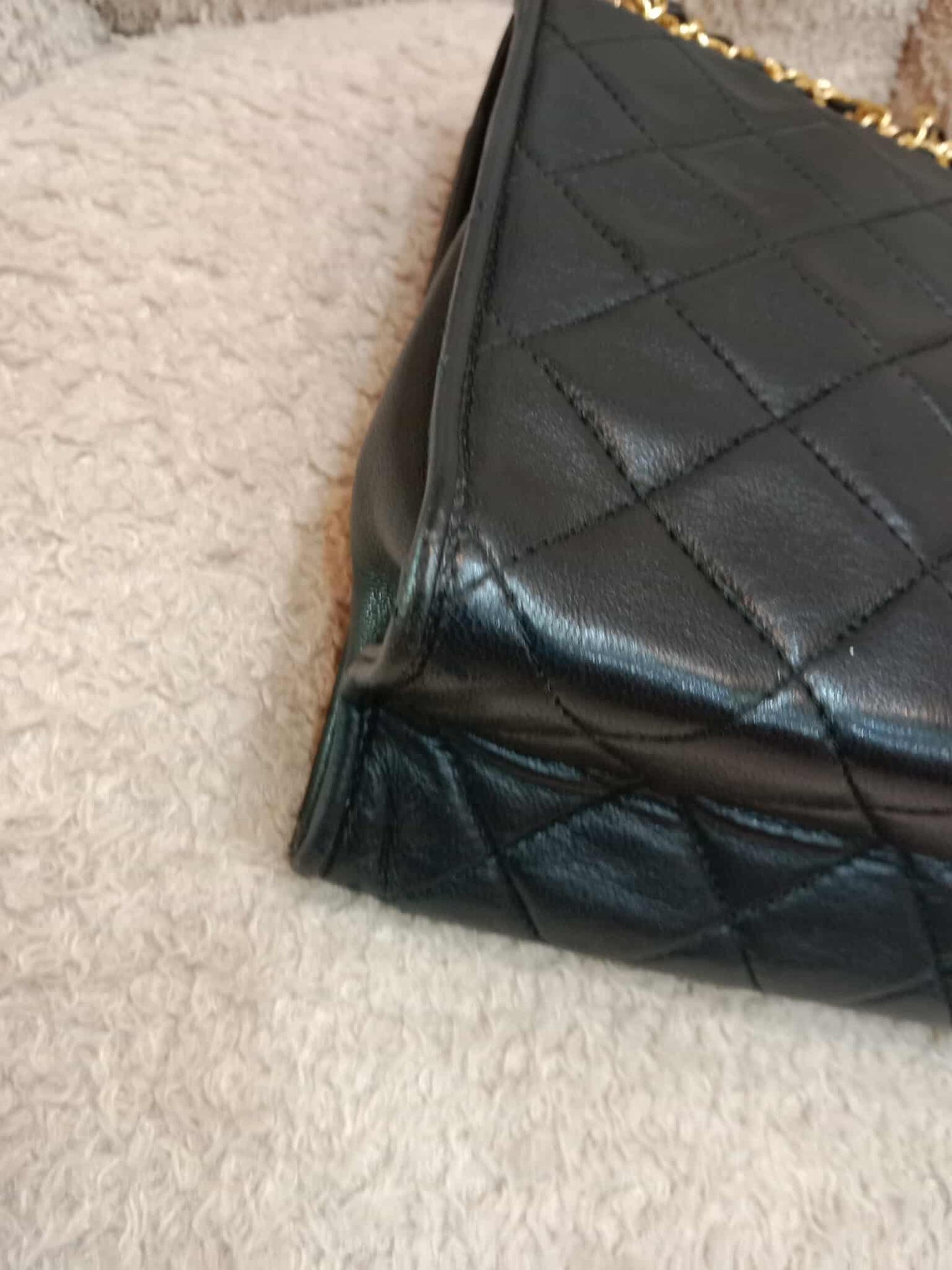 Chanel Vintage Chain Tassel Flap Bag Black Lambskin Series 0