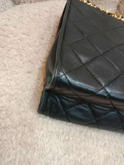 Chanel Vintage Chain Tassel Flap Bag Black Lambskin Series 0