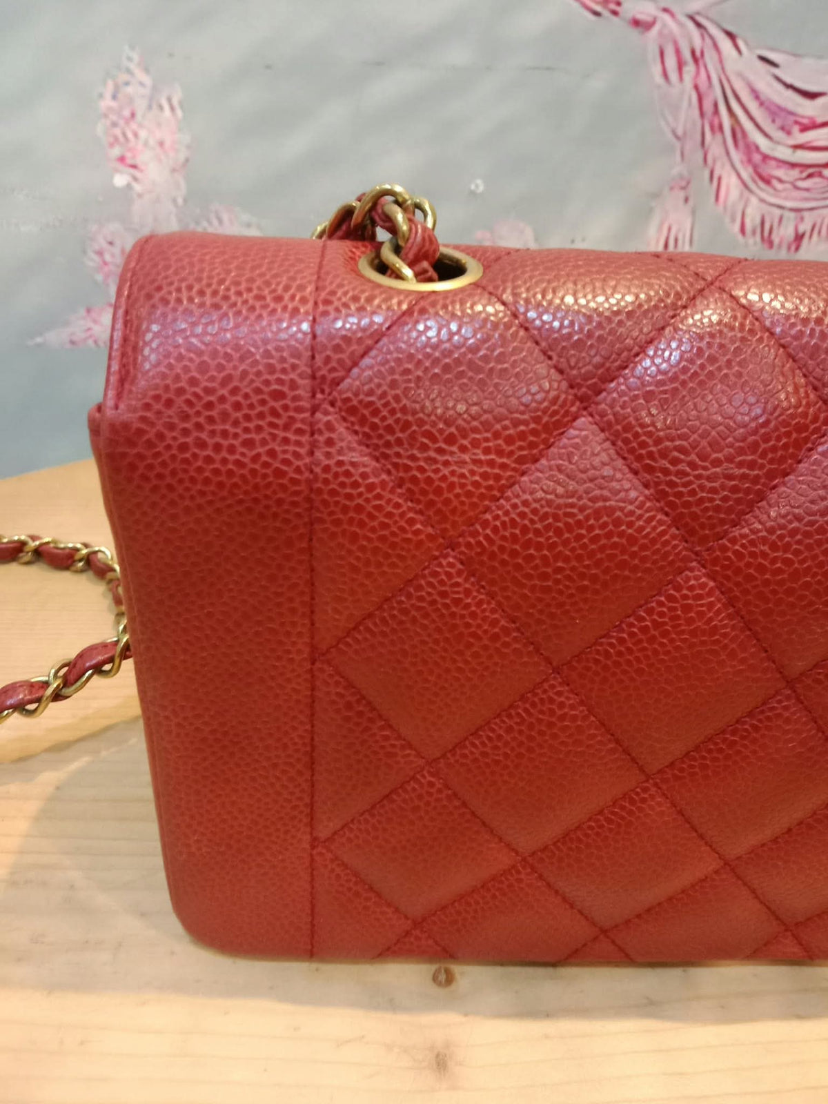 Chanel Diana Quilted Caviar Leather Red Series 2