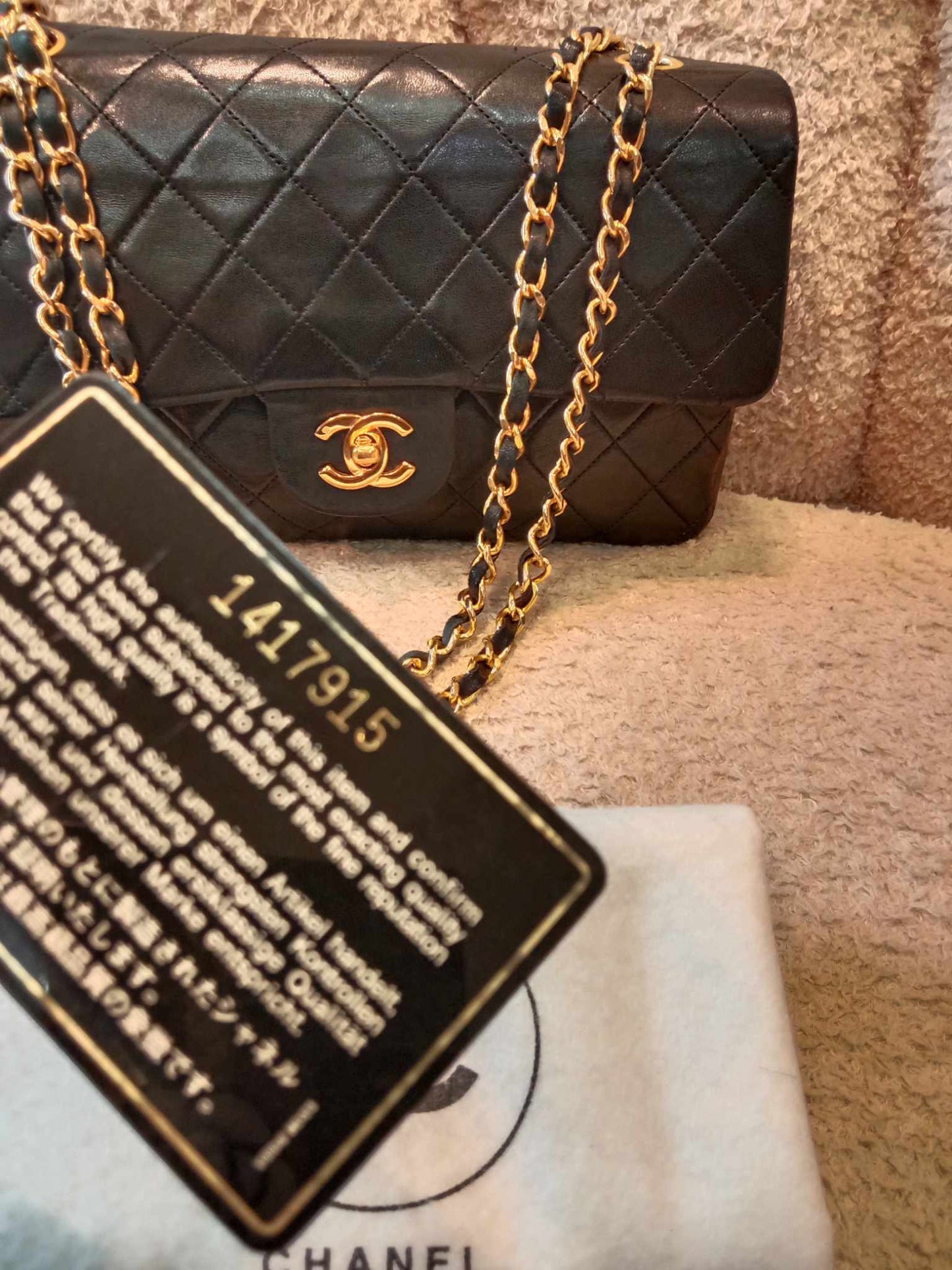 Chanel Vintage Medium Double Flap Lambskin Black Series 1