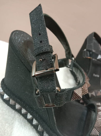 Christian Louboutin Pyraclou Wedge Black Pyramid Studs Size 36
