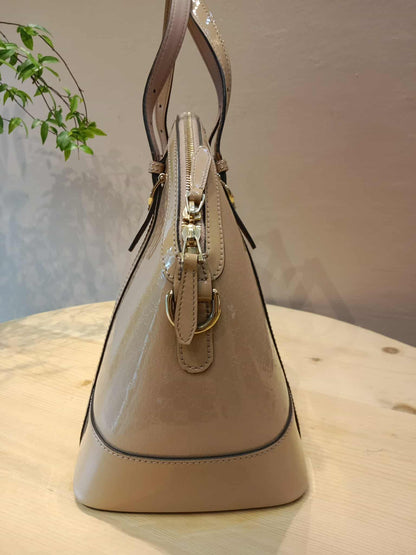 Gucci Beige Microguccissima Nice Patent Leather Satchel Bag
