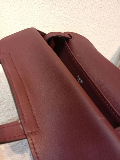 Hermes Halzan 22 Burgundy Clemence Stamp A 2017